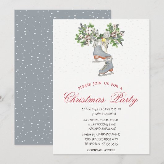 Invitation Patins à glace Noël Fête de (Devant / Derrière)
