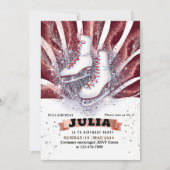 Invitation patins à glace patinage argent brillant brun rouge (Devant)