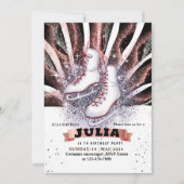 Invitation patins à glace patinage argent rose brillant noir (Devant)