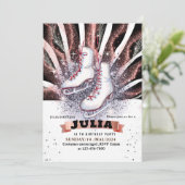 Invitation patins à glace patinage argent rose brillant noir (Debout devant)