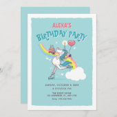 Invitation patins à rouleaux de licorne anniversaire (Devant / Derrière)