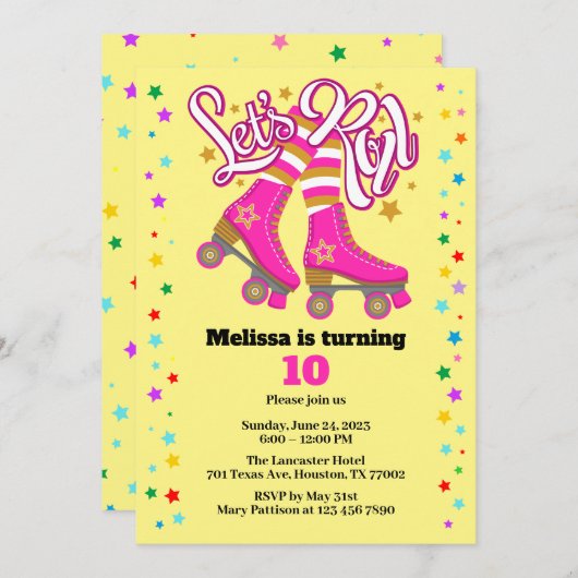 Invitation Patins à rouleaux, quel que soit l'âge (Devant / Derrière)