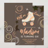 Invitation Patins à roulettes groovy Rollerskating (Devant / Derrière)