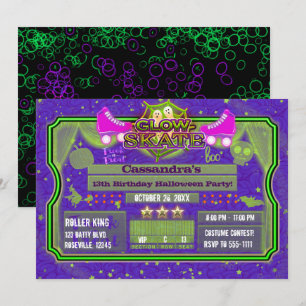 Invitation Patins à roulettes lumineux pour Halloween pour fê