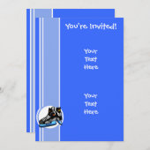 Invitation Patins de hockey ; Bleu (Devant / Derrière)