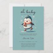 Invitation Patins de pingouin doux froid à l'extérieur Baby s (Devant)