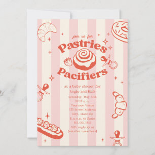 Invitation Pâtisseries & Pacificateurs Baby shower fille rose