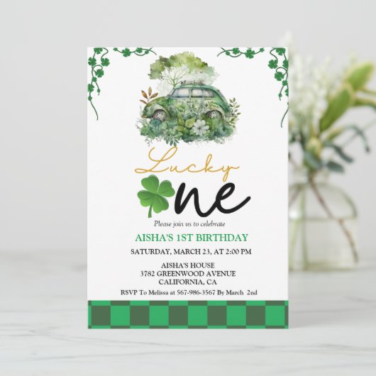 Invitation Patrick's Day Première fête d'anniversaire Lucky O (Debout devant)