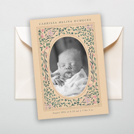 Invitation Patrimoine Floral Frame Ovale Photo Naissance