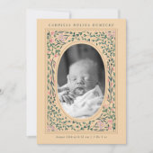 Invitation Patrimoine Floral Frame Ovale Photo Naissance (Devant)