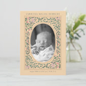 Invitation Patrimoine Floral Frame Ovale Photo Naissance (Debout devant)