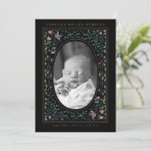 Invitation Patrimoine Floral Frame Ovale Photo Noir Naissance (Debout devant)