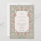 Invitation Patrimoine Vert et corail Rococo Mariage inspiré (Devant)