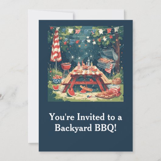 Invitation Patriotic Backyard BBQ Scene – 4th of July Cookout (Devant)
