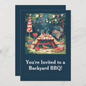 Invitation Patriotic Backyard BBQ Scene – 4th of July Cookout (Devant / Derrière)