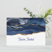 Invitation Patriotic Blue Gold Agate Birthday (Debout devant)