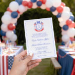 Invitation Patriotic Crest w/ US Flags | Monogram Wedding<br><div class="desc">The patriotic watercolor monogram crest gives this wedding invitation a festive and timeless look that any sophisticated bride will love. Personalize this invitation with your initials inside the crest at the top. Colors include, Red, white and blue, text is in blue. If you have any questions or need help customizing...</div>