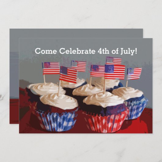 Invitation Patriotic Cupcakes (Devant / Derrière)