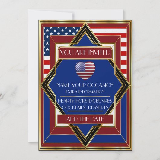 Invitation Patriotic Deco USA (Devant)