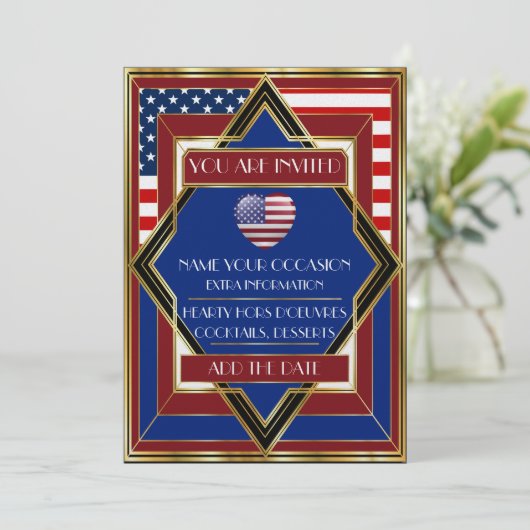 Invitation Patriotic Deco USA (Debout devant)