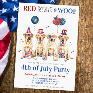 Invitation Patriotic Dogs Party Red White & Woof 4 juillet