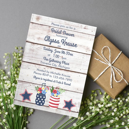 Invitation Patriotic Love II Rustic 4 juillet Fête des mariée