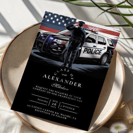 Invitation Patriotic Police Officer Graduation