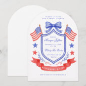 Invitation Patriotic Red White & I DoCrest  Bridal Shower (Devant / Derrière)