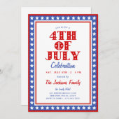 Invitation Patriotic Stars 4 juillet Parti (Devant / Derrière)