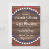 Invitation Patriotic Stars Rustic 4 juillet Photo Mariage (Devant)