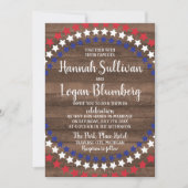Invitation Patriotic Stars Rustic Quatrième juillet Mariage (Devant)