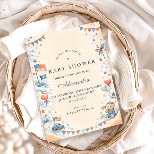 Invitation Patriotic Stars & Stripes Baby Shower