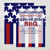 Invitation Patriotic Stars Stripes Freedom Drapeau 4 juillet (Devant / Derrière)