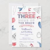 Invitation Patriotique 3ème anniversaire Pizza Party (Devant)