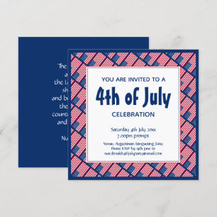 Invitation Patriotique 4 JUILLET American Flag Blue Party