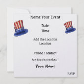 Invitation Patriotique - 4 juillet - Fête de l'Indépendance ! (Dos)