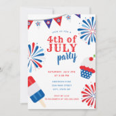 Invitation Patriotique 4 juillet Feu d'artifice (Devant)