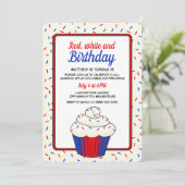 Invitation Patriotique 4 juillet Fun Vanilla Cupcake Annivers (Debout devant)