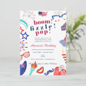Invitation Patriotique 4 juillet Quatrième Fizzle Pop BBQ (Debout devant)