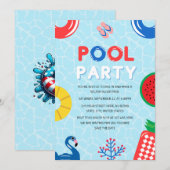 Invitation Patriotique 4 juillet Summer Pool Party (Devant / Derrière)
