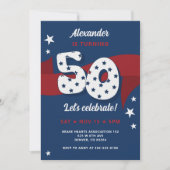 Invitation Patriotique 50e anniversaire fête Rouge Blanc Bleu (Devant)