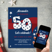 Invitation Patriotique 50e anniversaire fête Rouge Blanc Bleu