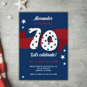 Invitation Patriotique 70e fête d'anniversaire Rouge Blanc Bl