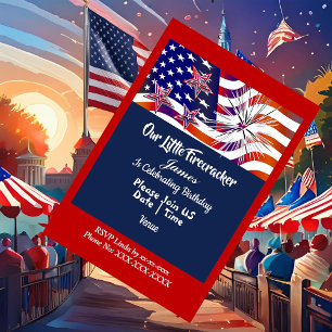 Invitation Patriotique Américain Drapeau Firecracker Annivers