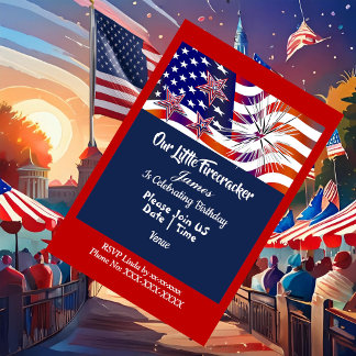 Invitation Patriotique Américain Drapeau Firecracker Annivers