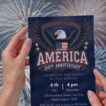 Invitation Patriotique Américaine - Fête du 250e A