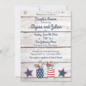 Invitation Patriotique Amour Rustique 4 juillet Douche de cou (Devant)