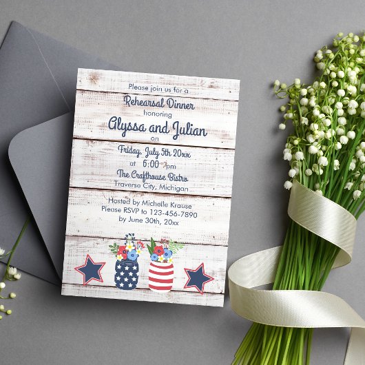 Invitation Patriotique Amour Rustique 4 juillet Repas