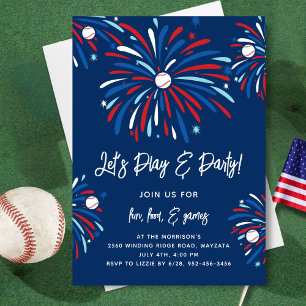 Invitation Patriotique Baseball & Feu d'artifice 4 juillet