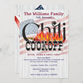 Invitation Patriotique Chili Cookoff Rustic Flag Fall Party (Devant / Derrière)